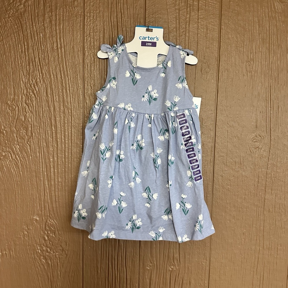 NWT Carter's Sleeveless Floral Dress With Diaper Cover Sz 24M Spring Cotton